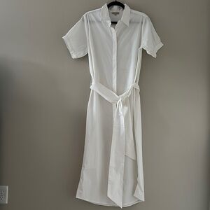 Fitzroy & Willa White Cotton Midi Shirt Dress w/Removeable Belt Sz Medium NWT
